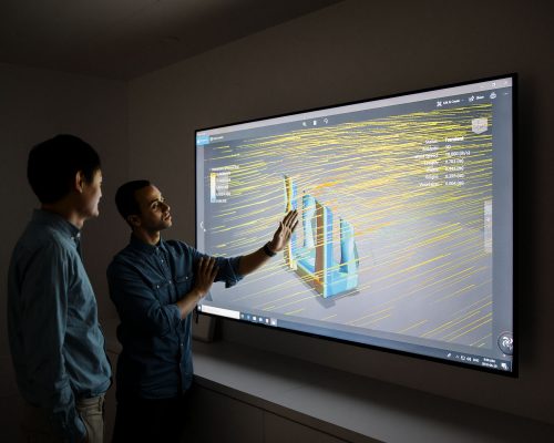 Henriquez Partners Architects at work in their office at the Telus Garden tower in Vancouver, BC